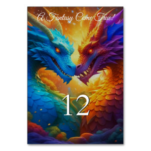 Tarjeta De Mesa Dragones coloridos en el Boda del amor