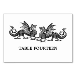 Tarjeta de mesa Dragones Elegante Plata