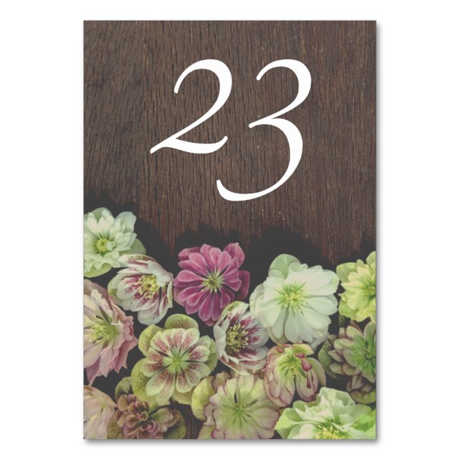 Tarjeta De Mesa DRAMATIC Garden Hellebore Table Number (Anverso)