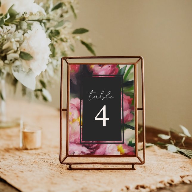 Tarjeta De Mesa Dramático Boda Floral Rosa Número de tabla (Subido por el creador)