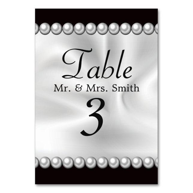 Tarjeta De Mesa Drapery clásico con perlas (Anverso)