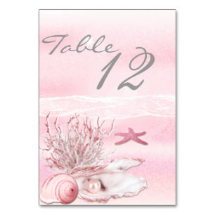 Tarjeta De Mesa Dream Shore Beach Carnation Boda Pink Table Car