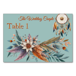 Tarjeta De Mesa Dreamcatchers en un tema bohemio
