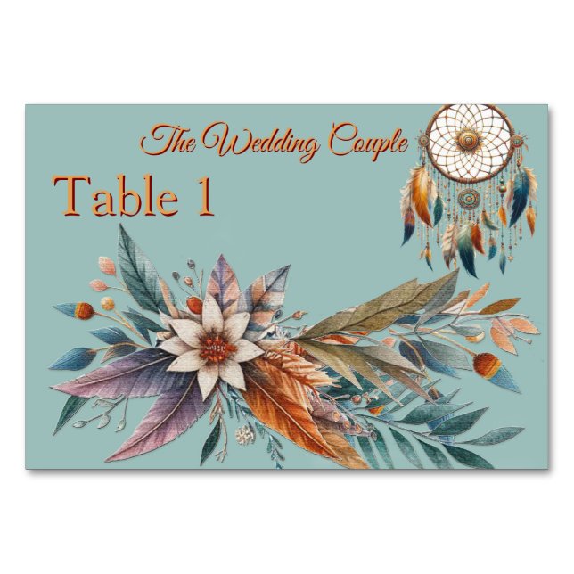 Tarjeta De Mesa Dreamcatchers en un tema bohemio (Anverso)