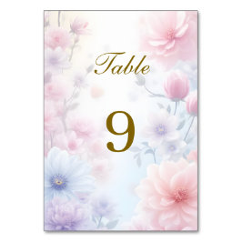Tarjeta De Mesa Dreamy Pink Blue Watercolor Fantasy Floral Fine