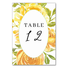 Tarjeta De Mesa Dreamy Yellow Rose Boda Tabla Número de lugar