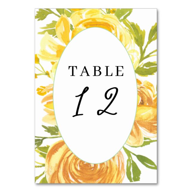 Tarjeta De Mesa Dreamy Yellow Rose Boda Tabla Número de lugar (Anverso)