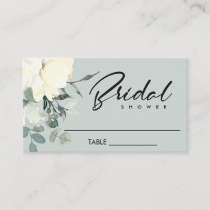 TARJETA DE MESA DUCHA BRIDAL DE COLOR DE AGUA DE FLORAL GRIS DE MA