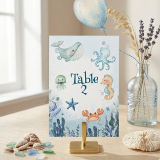 Tarjeta De Mesa Ducha de bebé Bajo el Mar Estrella de Mar Cangrejo