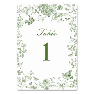 Tarjeta De Mesa Ducha de Bebé Floral Vintage Toile De Jouy Verde