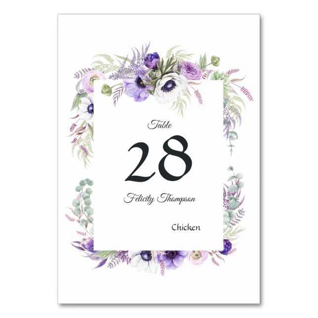 Tarjeta De Mesa Ducha de bebé floral violeta polvorienta (Anverso)