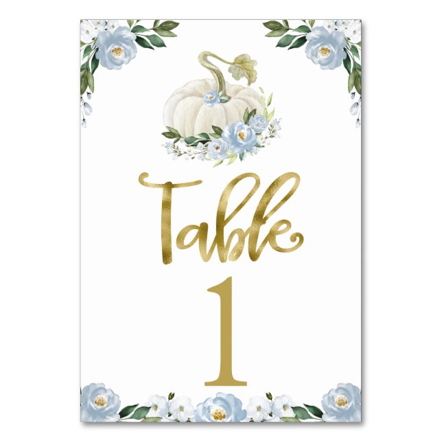 Tarjeta De Mesa Ducha de bebé Otoño Chico Calabaza (Anverso)