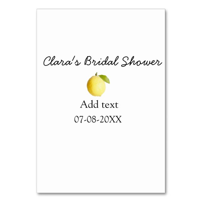 Tarjeta De Mesa Ducha de limón de novia moderna sencilla minimalis (Anverso)