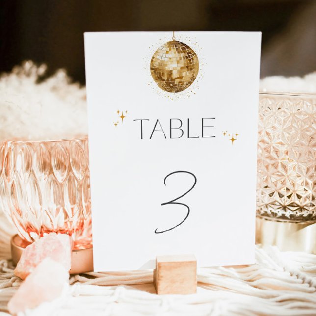 Tarjeta De Mesa Ducha de Novia Bola de Disco Dorada (Subido por el creador)