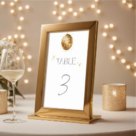 Tarjeta De Mesa Ducha de novia Golden Disco Ball