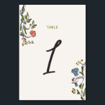 Tarjeta De Mesa Ducha nupcial floral de color de mano dibujada<br><div class="desc">El número de la mesa es raro y caprichoso,  con un diseño de doodle de flores colorido,  acompañado de un tipo de letra informal y manuscrito.</div>