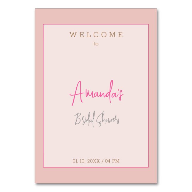 Tarjeta De Mesa Ducha nupcial minimalista moderna (Anverso)