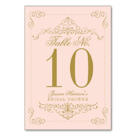 Tarjeta De Mesa Ducha nupcial Rubor Pink & Gold Ornate