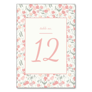 Tarjeta De Mesa Dulce crema floral y Boda rosado