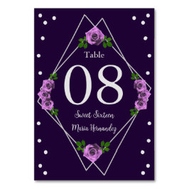 Tarjeta De Mesa Dulce geométrico morado Rosa plateado 16