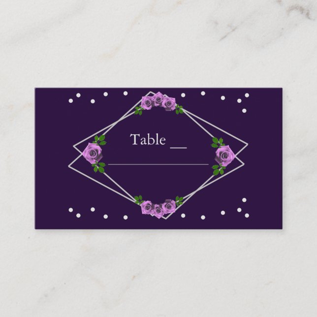 Tarjeta De Mesa Dulce geométrico morado Rosa plateado 16 (Anverso)