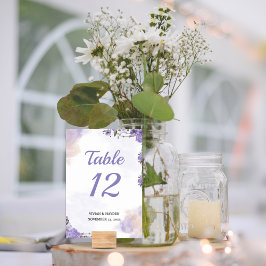 Tarjeta De Mesa Dulce Morado Boda Floral Número de tabla