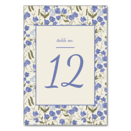 Tarjeta De Mesa Dulce Pea Crema Floral y Boda Azul