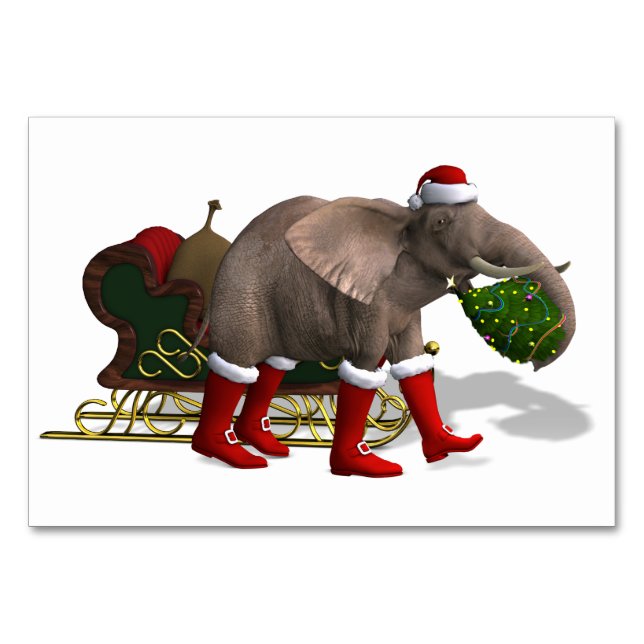Tarjeta De Mesa Dulce Santa Claus Elefante (Anverso)
