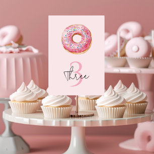 Tarjeta De Mesa Dulce tiempo Pastel Rosa Donut Cumpleaños