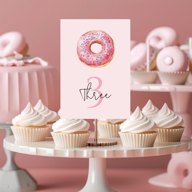 Tarjeta De Mesa Dulce tiempo Pastel Rosa Donut Cumpleaños (Subido por el creador)