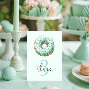 Tarjeta De Mesa Dulce tiempo Pastel Verde Donut Cumpleaños