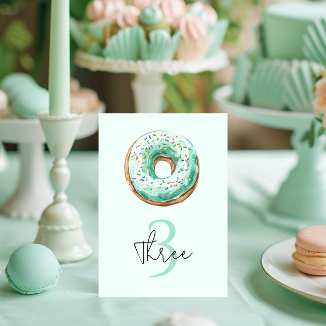 Tarjeta De Mesa Dulce tiempo Pastel Verde Donut Cumpleaños (Subido por el creador)