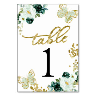 Tarjeta De Mesa Dulces 16 Mariposa Floral Verde