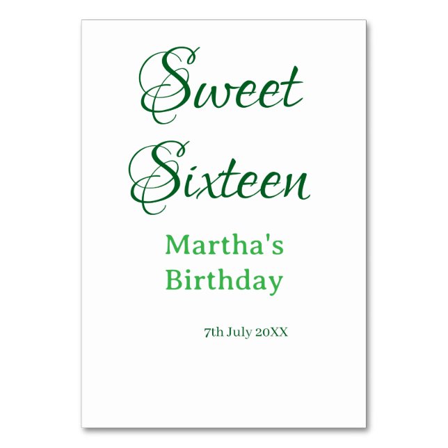 Tarjeta De Mesa Dulces dieciséis nombre fecha caligrafía boho ret (Anverso)
