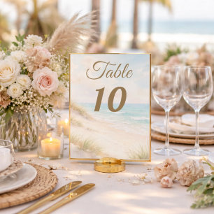 Tarjeta De Mesa Dunas de arena de playa acuarela