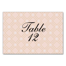 Tarjeta De Mesa Durazno Pastel y Geométrico Dorado