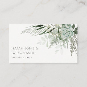Tarjeta De Mesa Dusky Green Leafy Fern Suculento Boda de follaje