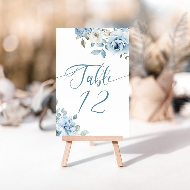 Tarjeta De Mesa Duste azul floral elegante ducha de novia (Subido por el creador)