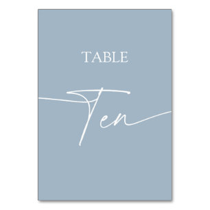 Tarjeta De Mesa Duste azul minimalista mesa elegante diez