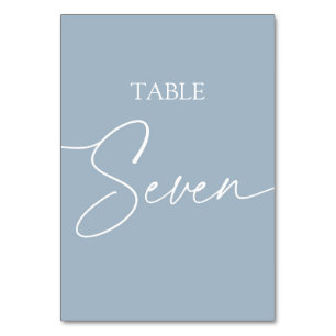 Tarjeta De Mesa Duste azul minimalista mesa elegante siete