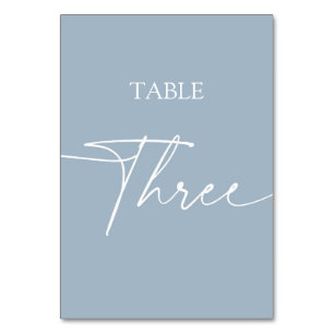 Tarjeta De Mesa Duste azul minimalista mesa tres