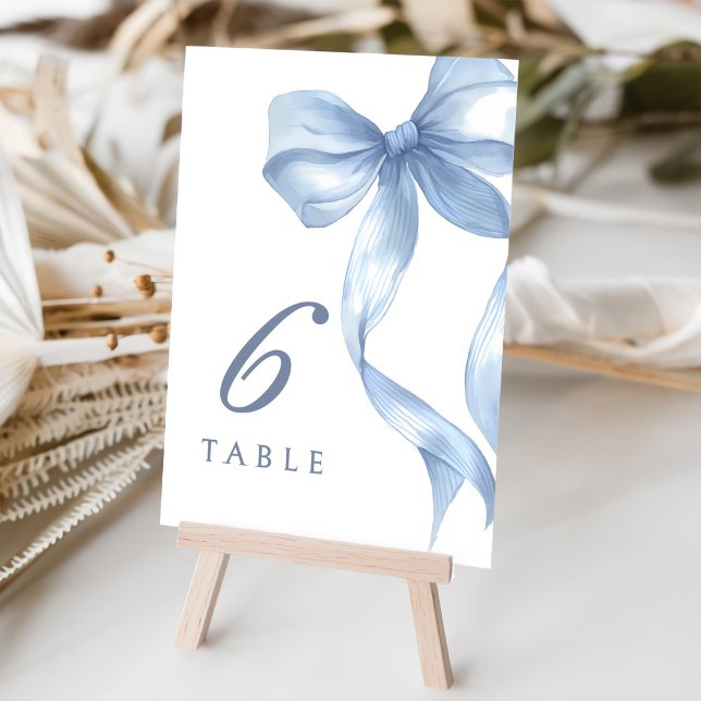Tarjeta De Mesa Duste Blue Bow Bridal Shower número de tabla (Subido por el creador)