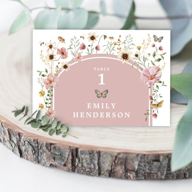 Tarjeta De Mesa Duste Boho rosa Wildflower número de tabla de mari (Subido por el creador)
