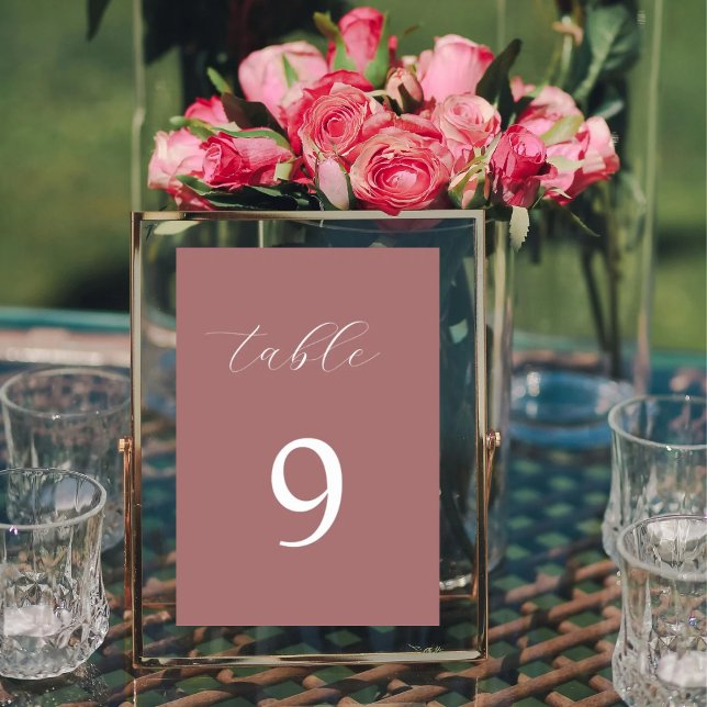 Tarjeta De Mesa Duste caligrafía rosa elegante número de tabla (Subido por el creador)