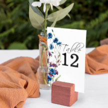 Duste Royal Blue Purple Bloom Floral Table Number