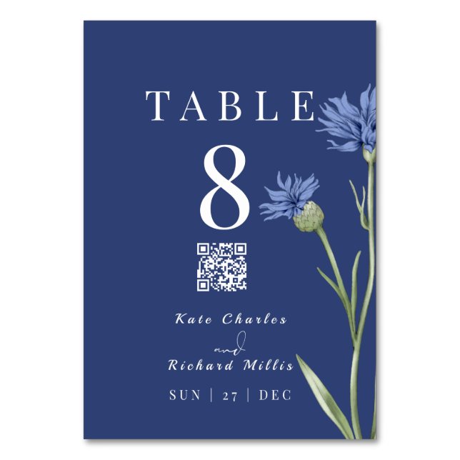 Tarjeta De Mesa Dusty Blue Bold Photo Stylish código QR (Anverso)