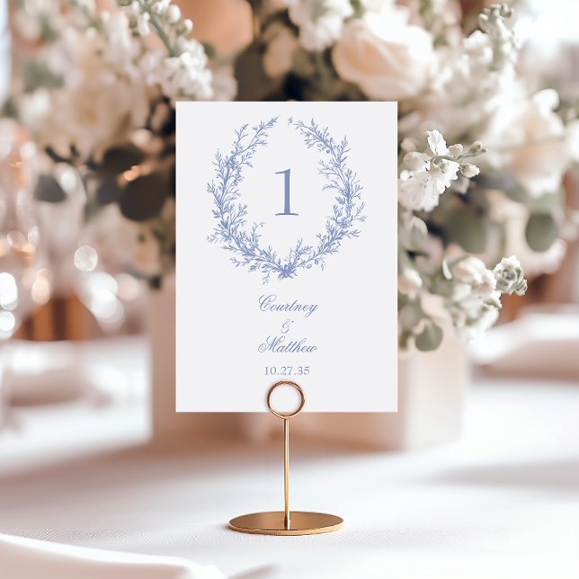 Tarjeta De Mesa Dusty Blue Botanath Wreath Boda (Subido por el creador)