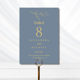 Tarjeta De Mesa Dusty Blue Botanical Christian Wedding    Table Nu