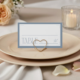 Tarjeta De Mesa Dusty Blue Botanical Minimalist Place Card