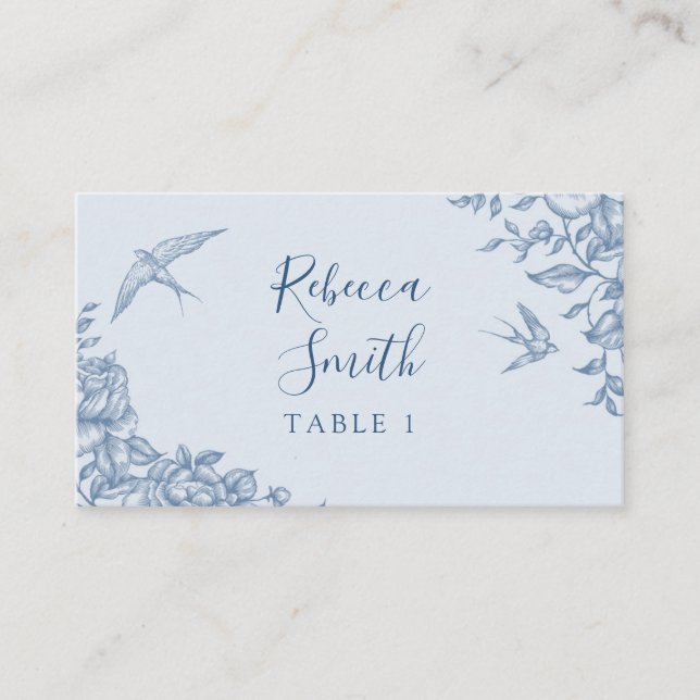 Tarjeta De Mesa Dusty Blue Chinoiserie Baby Shower Place Card (Anverso)